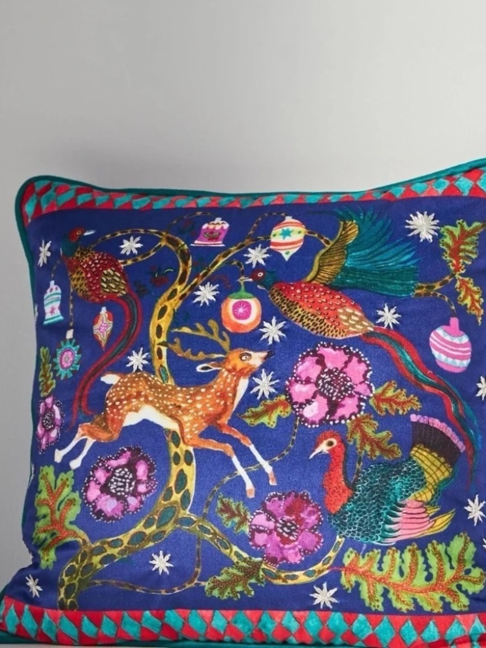 NWT Anthropologie Rapheal Balme Velvet Christmas Pillow